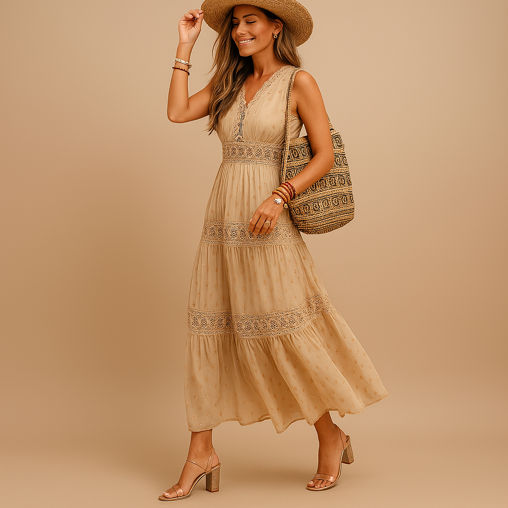 Noa jurk dames – boho zomerjurk met luchtige pasvorm en Ibiza flair