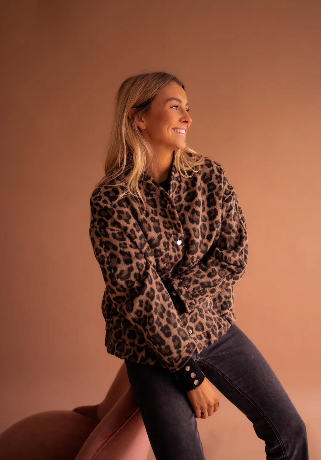 Dames Bomberjack Luipaard Print Jas Oversized Casual