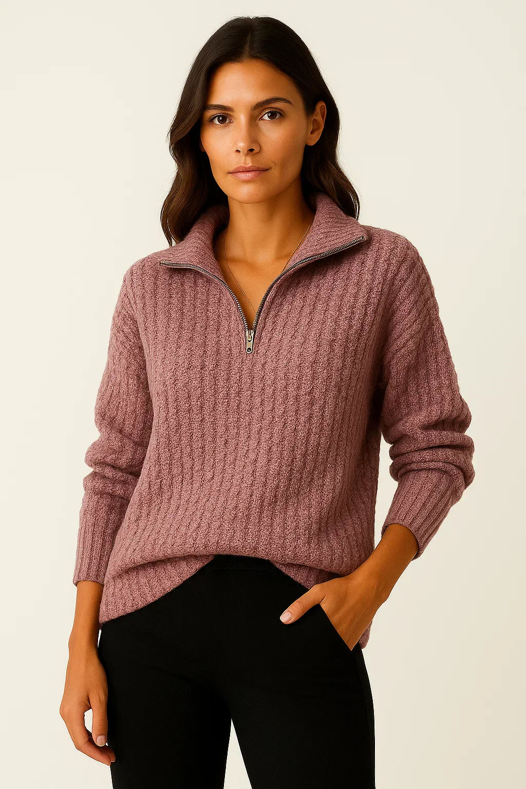 Serin Half Zip – Ontspannen stijl met zachte charme