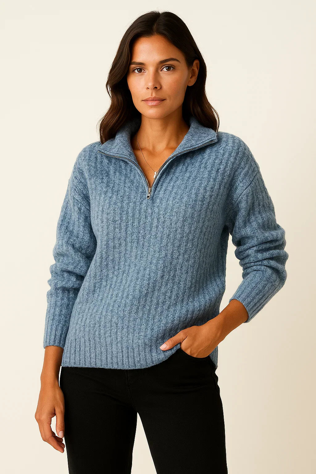 Serin Half Zip – Ontspannen stijl met zachte charme