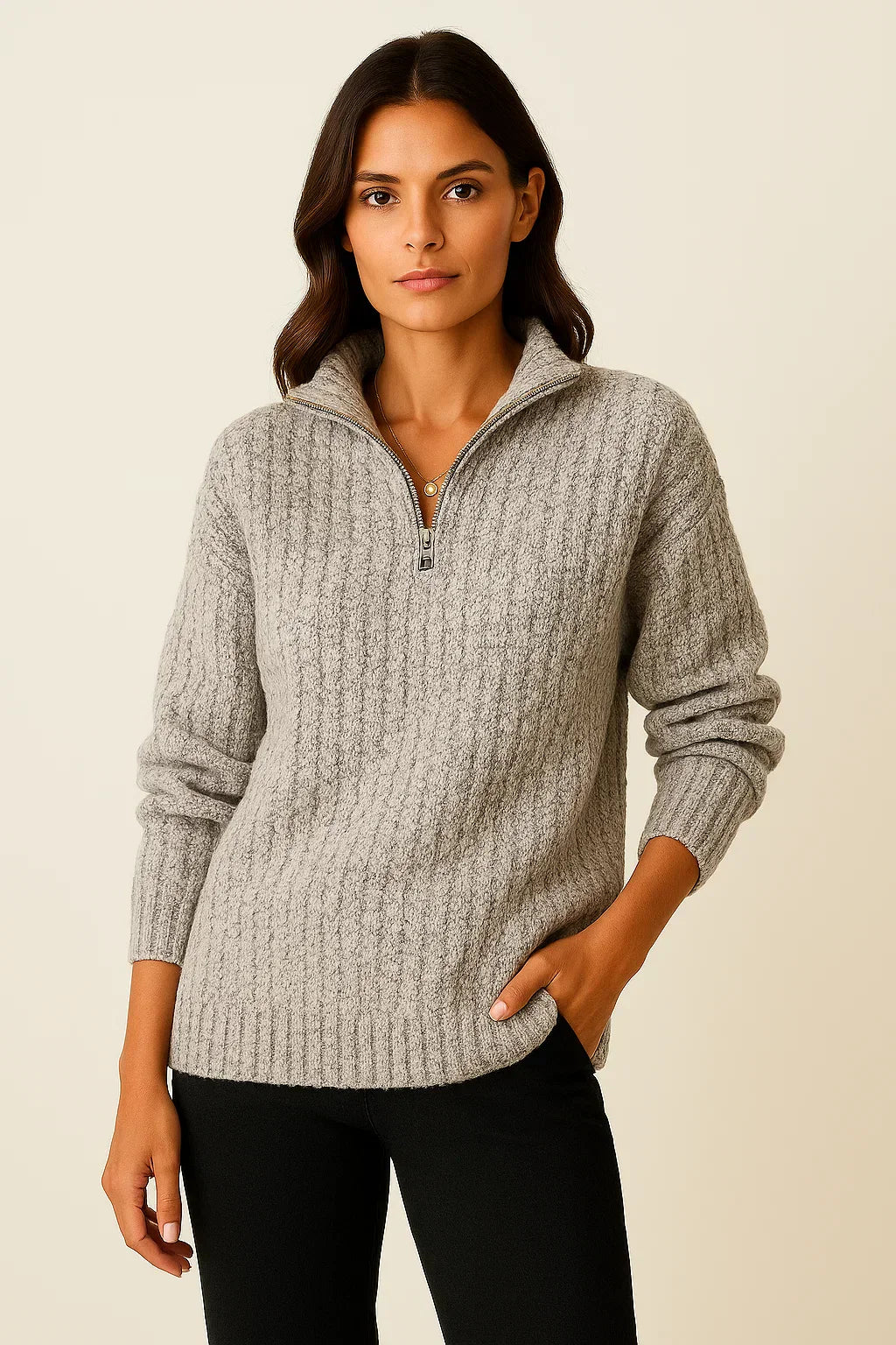 Serin Half Zip – Ontspannen stijl met zachte charme