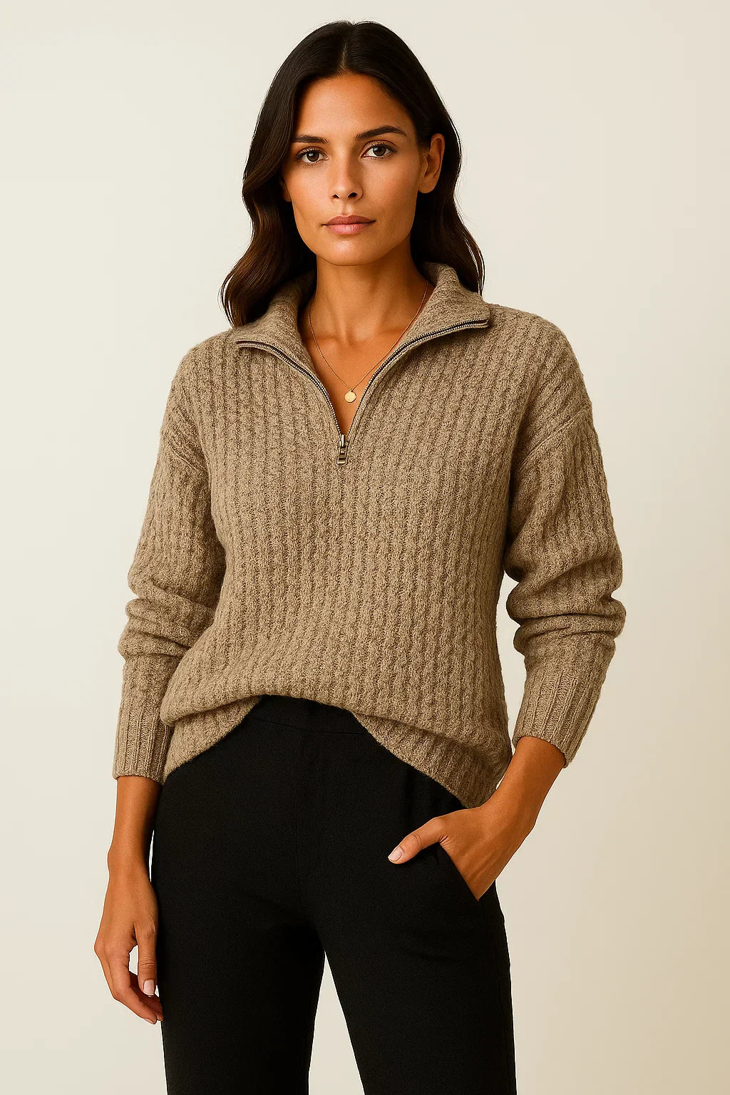 Serin Half Zip – Ontspannen stijl met zachte charme