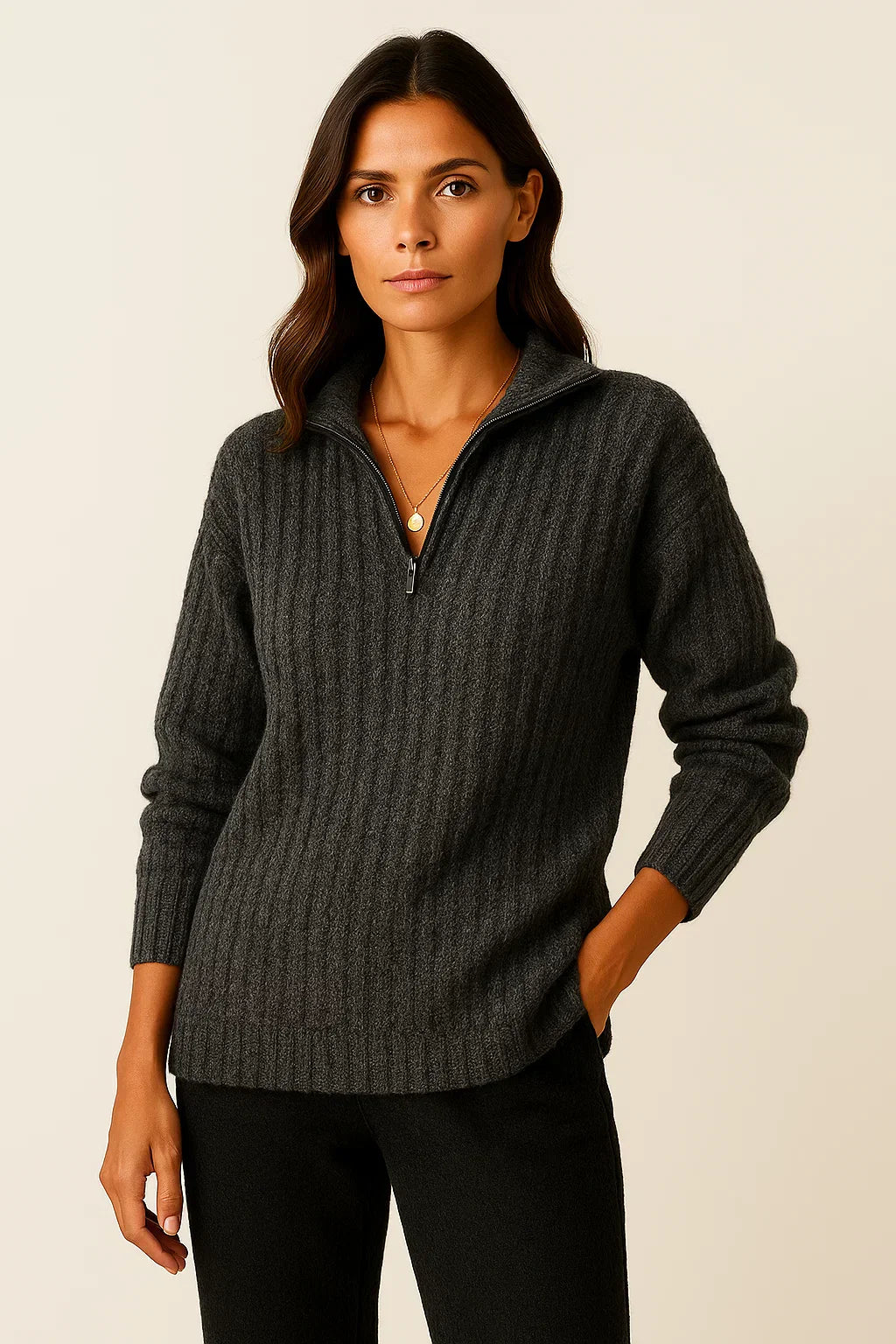 Serin Half Zip – Ontspannen stijl met zachte charme