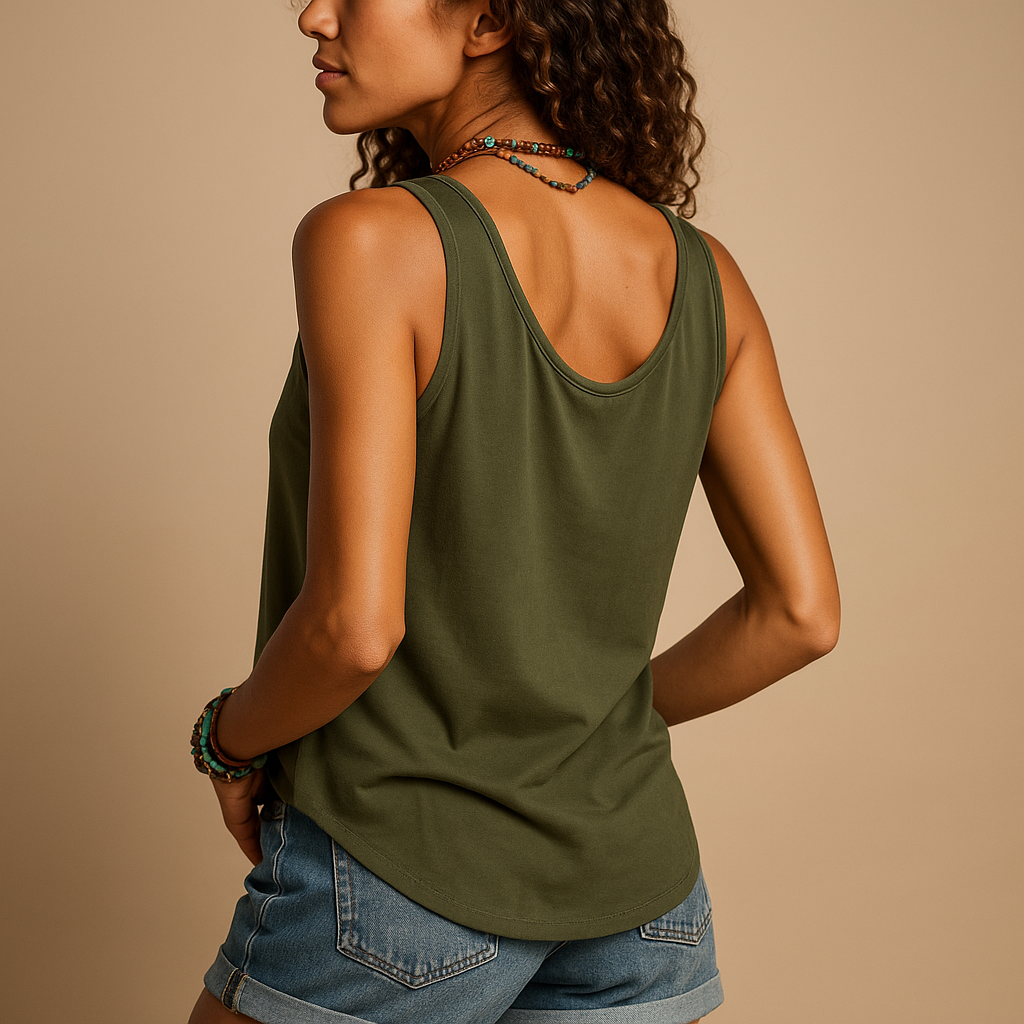 Liva top dames – mouwloze zomertop met V-hals en relaxte pasvorm