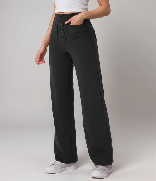 Dames Broek Hoge Taille – Stretch Broek Dames Met Zakken Comfort Casual & Chic