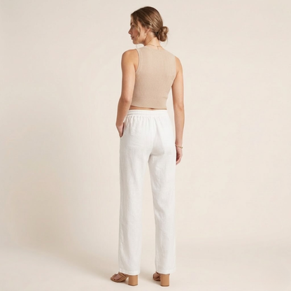 Faye – Linnen Broek Dames Zomer Damesbroek Wijde Pijpen Luchtige Broek