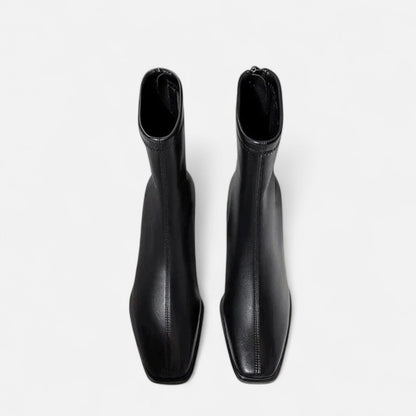 Dames Enkellaarsjes Winter – Vintage Square Toe Laarsjes Dikke Hak Warm Comfort