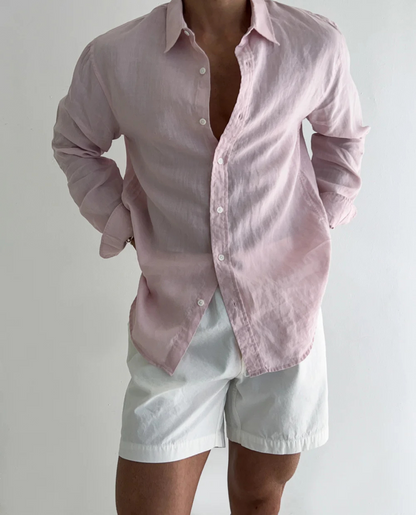 Heren Linnen Overhemd Lange Mouw Casual Relaxed Fit