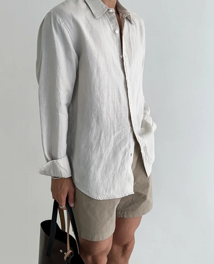 Heren Linnen Overhemd Lange Mouw Casual Relaxed Fit