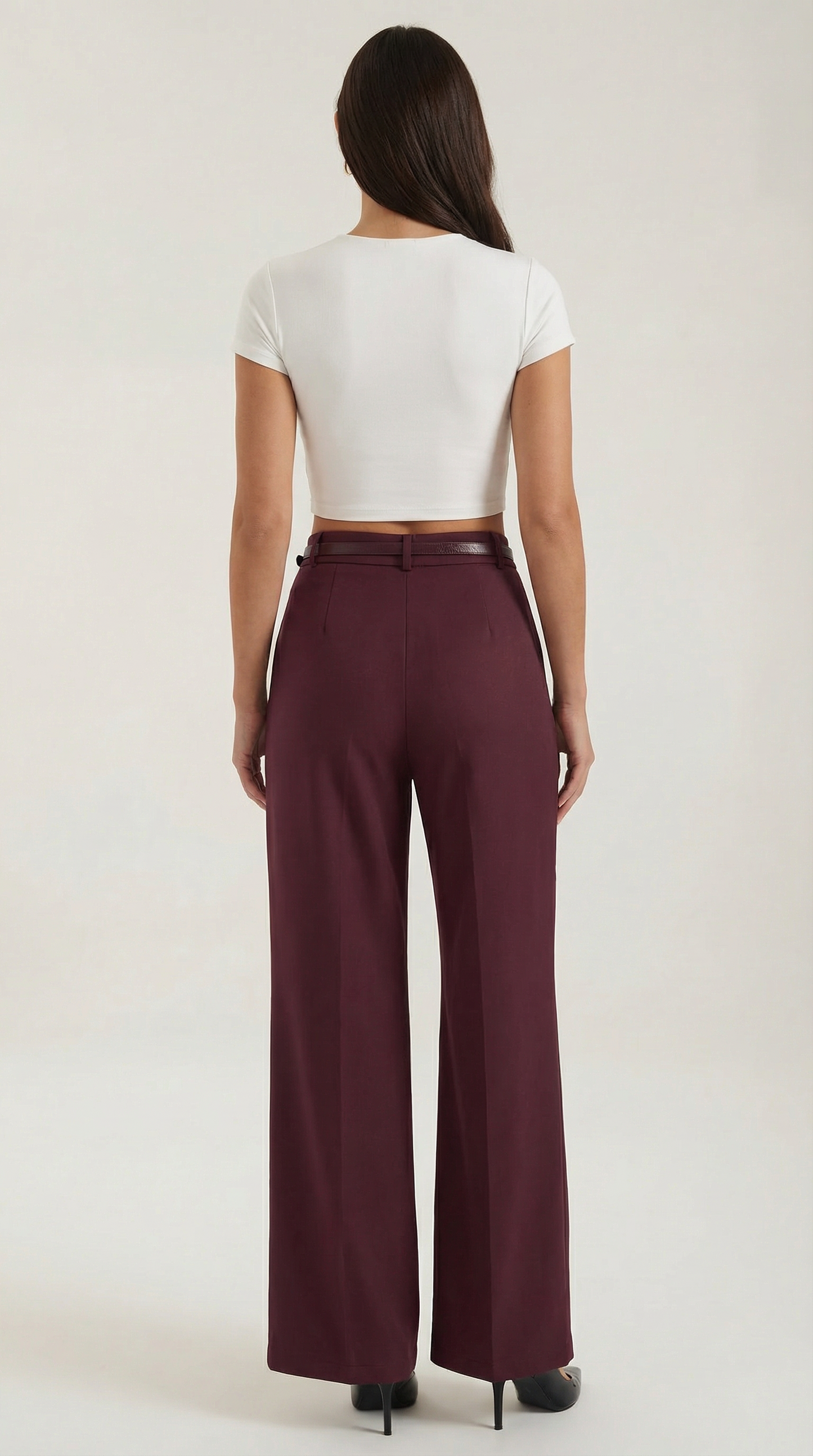 Dames Wide Leg Broek – Hoge Taille Met Ceintuur