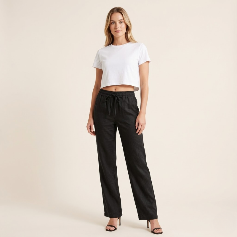 Faye – Linnen Broek Dames Zomer Damesbroek Wijde Pijpen Luchtige Broek