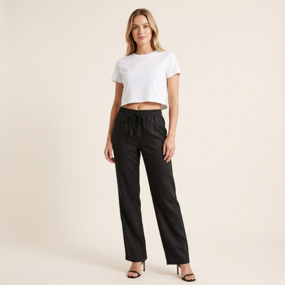 Faye – Linnen Broek Dames Zomer Damesbroek Wijde Pijpen Luchtige Broek