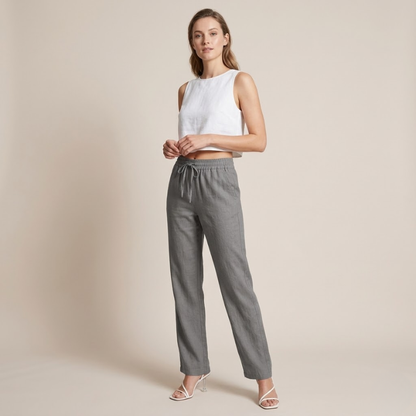 Faye – Linnen Broek Dames Zomer Damesbroek Wijde Pijpen Luchtige Broek