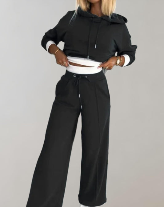 Dames Trainingspak Set Hoodie Wide Leg Joggingpak
