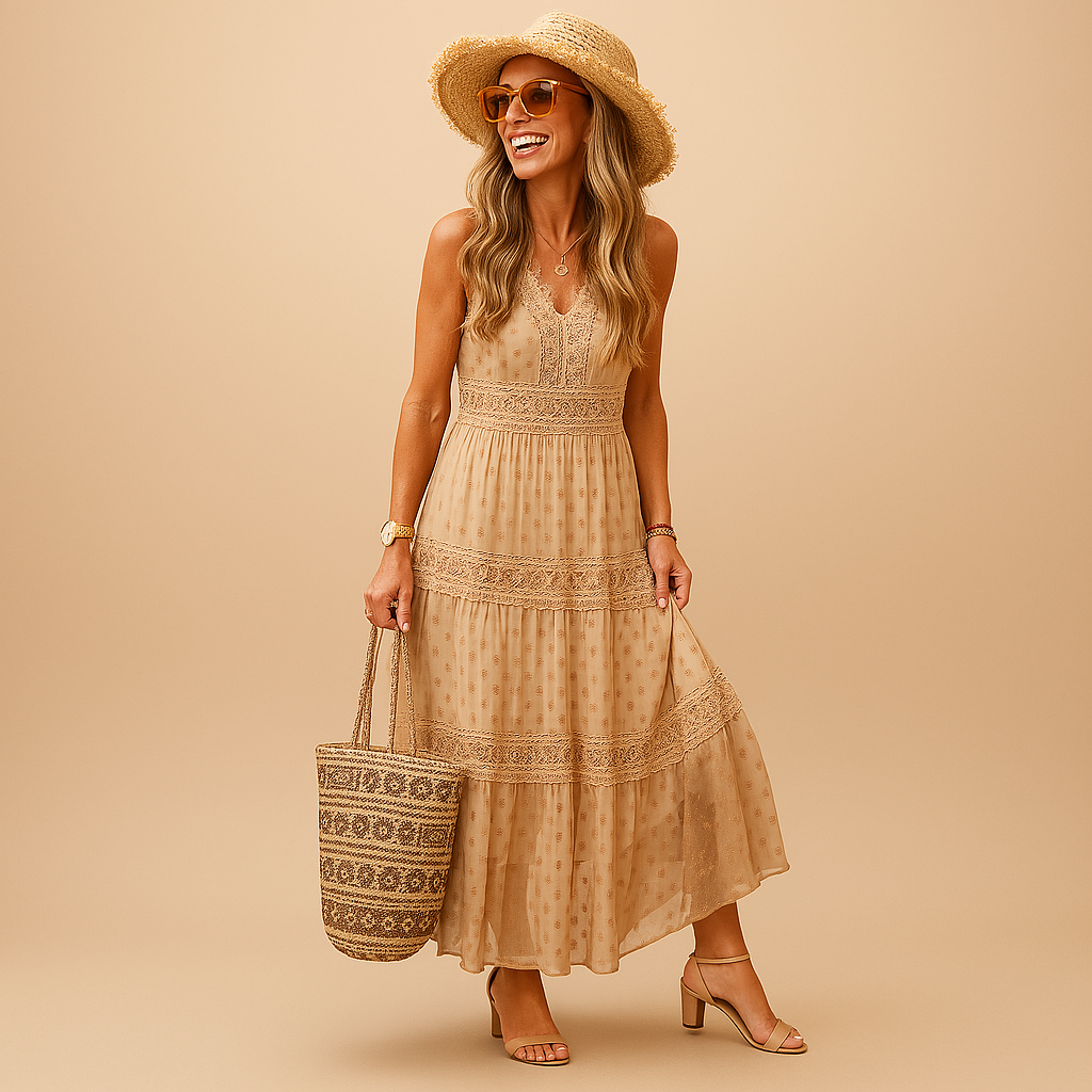 Noa jurk dames – boho zomerjurk met luchtige pasvorm en Ibiza flair