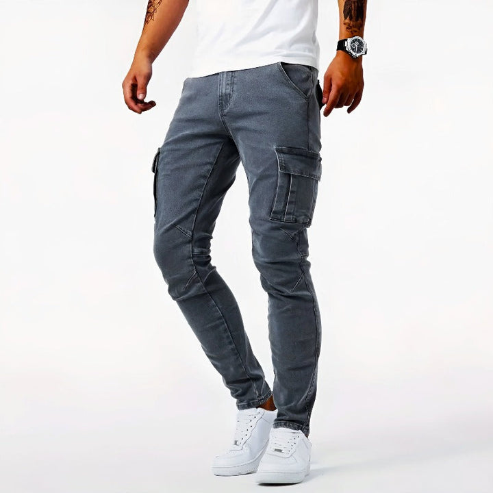 Heren Cargo Jeans Slim Fit Spijkerbroek Heren Broek Casual