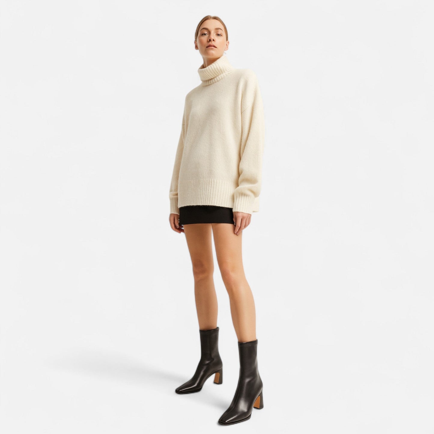 Dames Enkellaarsjes Winter – Vintage Square Toe Laarsjes Dikke Hak Warm Comfort