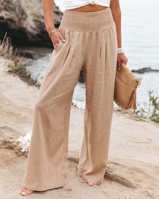 Mila – Wijde Broek Dames Zomer High Waist Lichte Zomerbroek