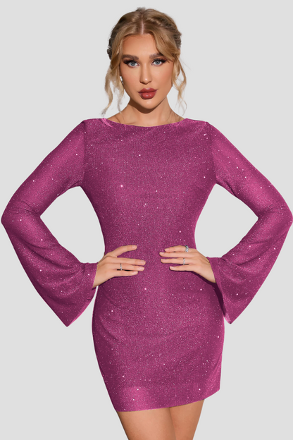 Dames Glitter Jurk – Feestjurk Met Open Rug