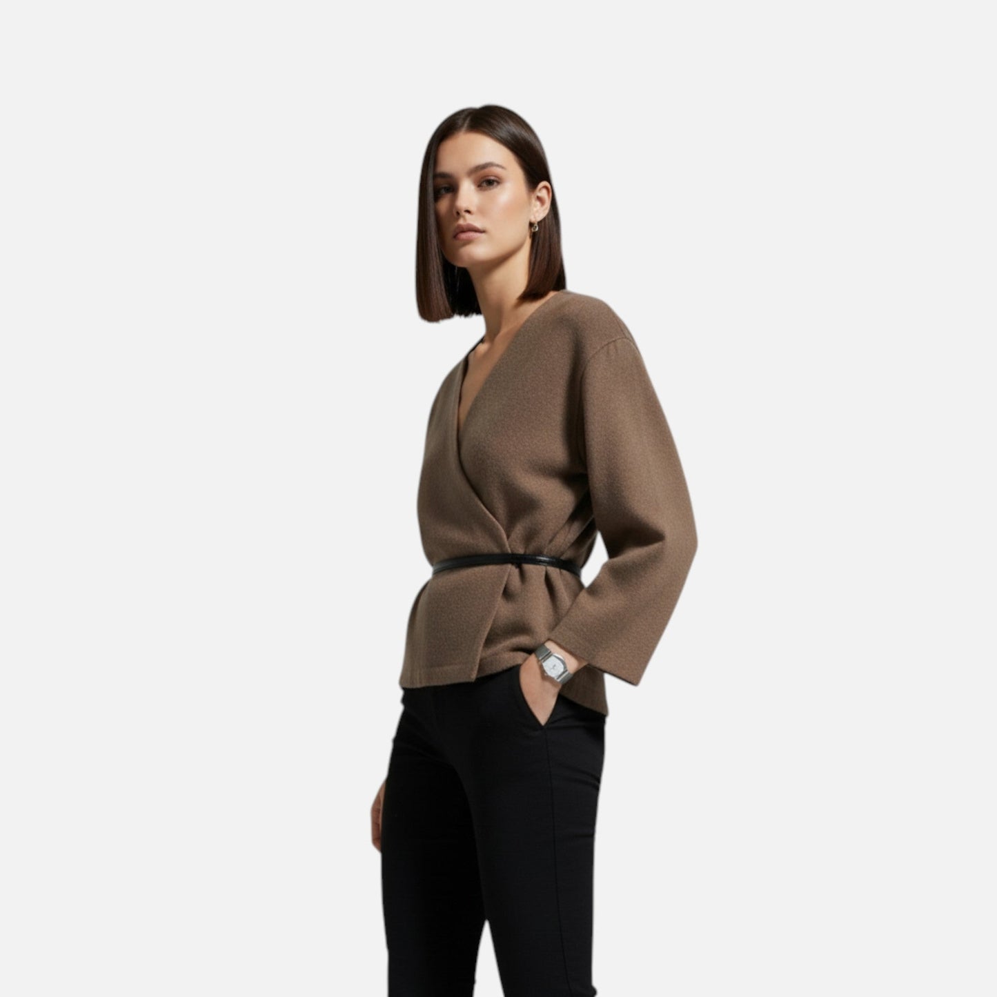 Dames Wikkeljas – Elegante Wrap-Coat Met Ceintuur