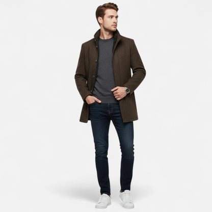 Heren Lange Overcoat Winter – Stijlvolle Klassieke Jas Heren Warm Slim Fit