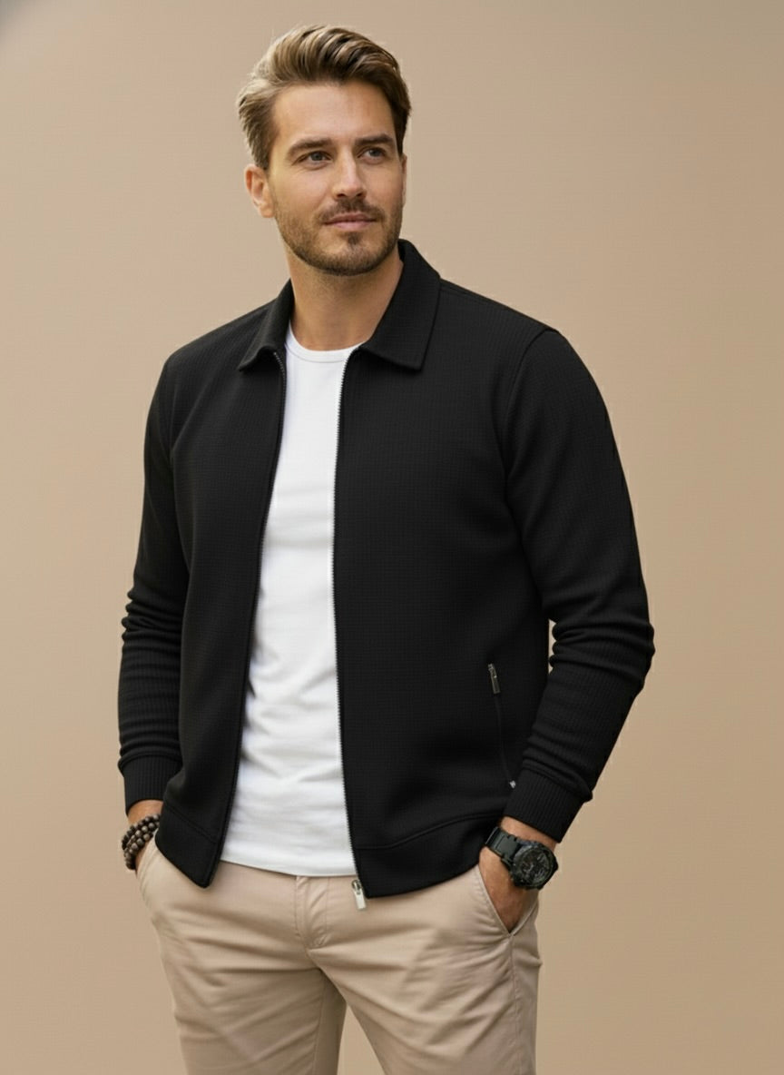 Heren Vest Met Rits – Casual Net Vest Opstaande Kraag