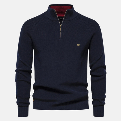 Elric – Heren Half-Zip Sweater Met Ribgebreide Mouwen en Opstaande Kraag