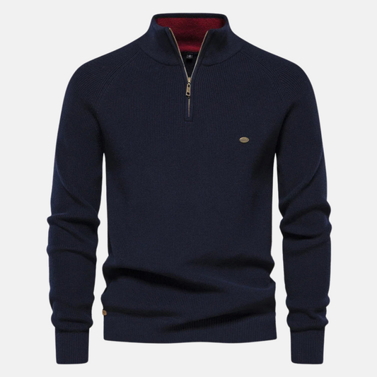 Elric – Heren Half-Zip Sweater Met Ribgebreide Mouwen en Opstaande Kraag