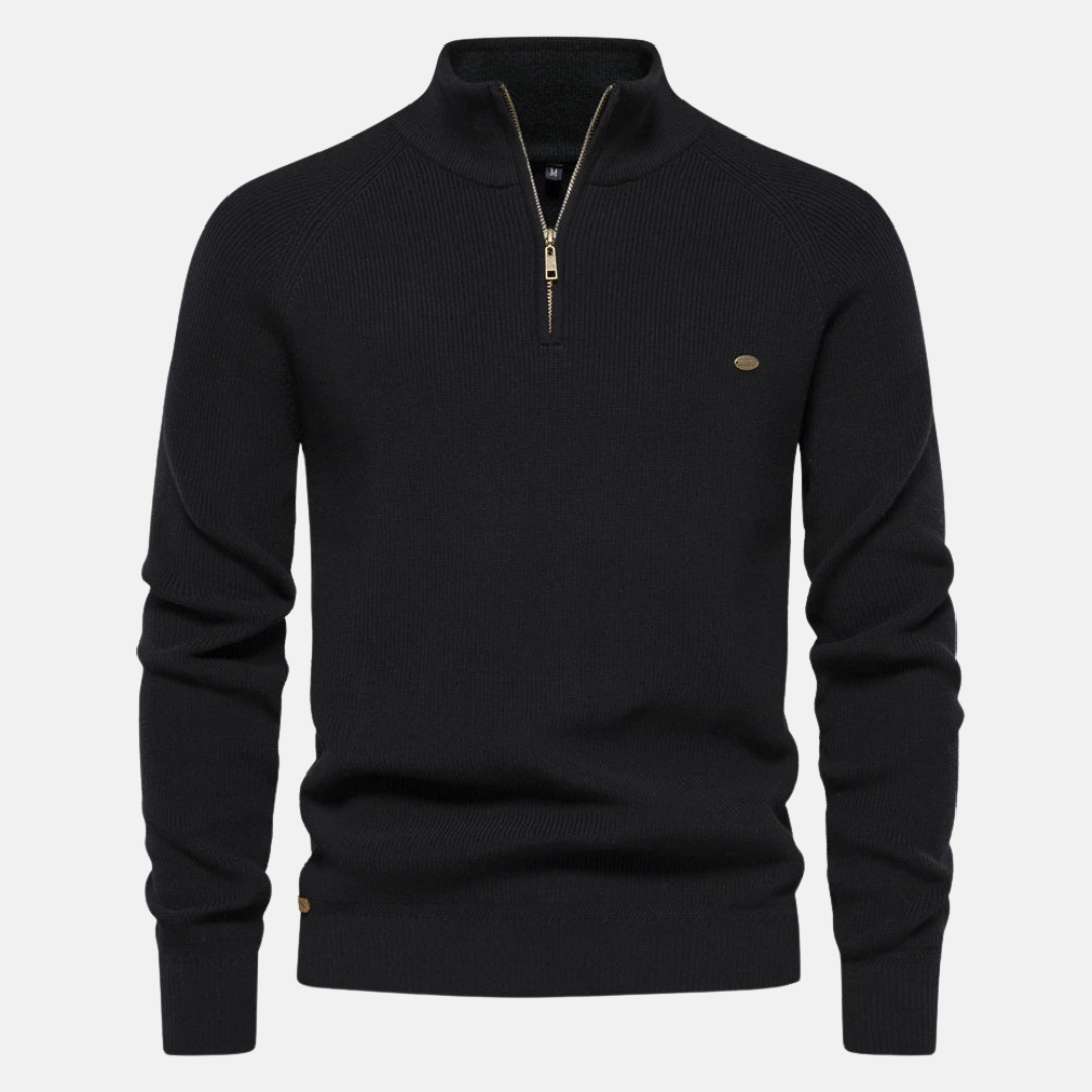 Elric – Heren Half-Zip Sweater Met Ribgebreide Mouwen en Opstaande Kraag