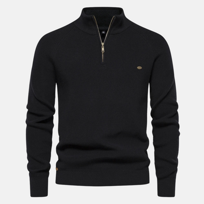 Elric – Heren Half-Zip Sweater Met Ribgebreide Mouwen en Opstaande Kraag