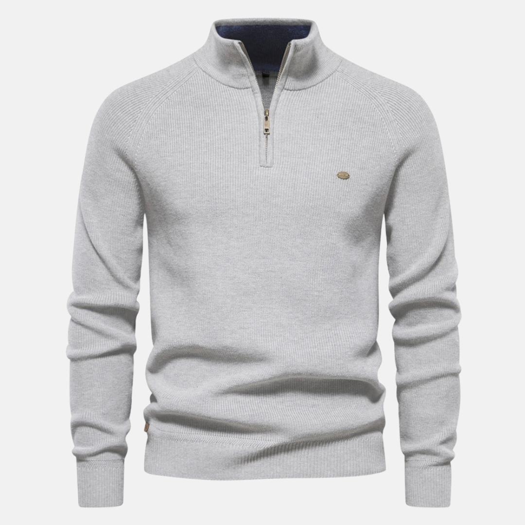 Elric – Heren Half-Zip Sweater Met Ribgebreide Mouwen en Opstaande Kraag