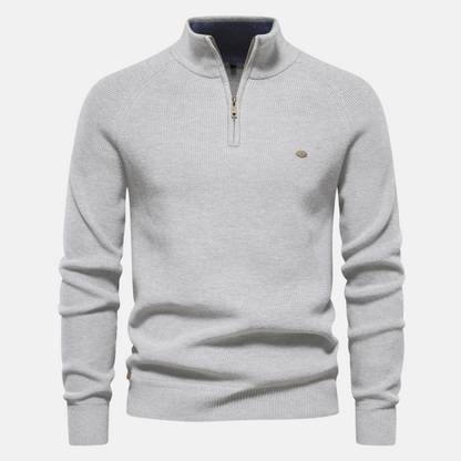 Elric – Heren Half-Zip Sweater Met Ribgebreide Mouwen en Opstaande Kraag