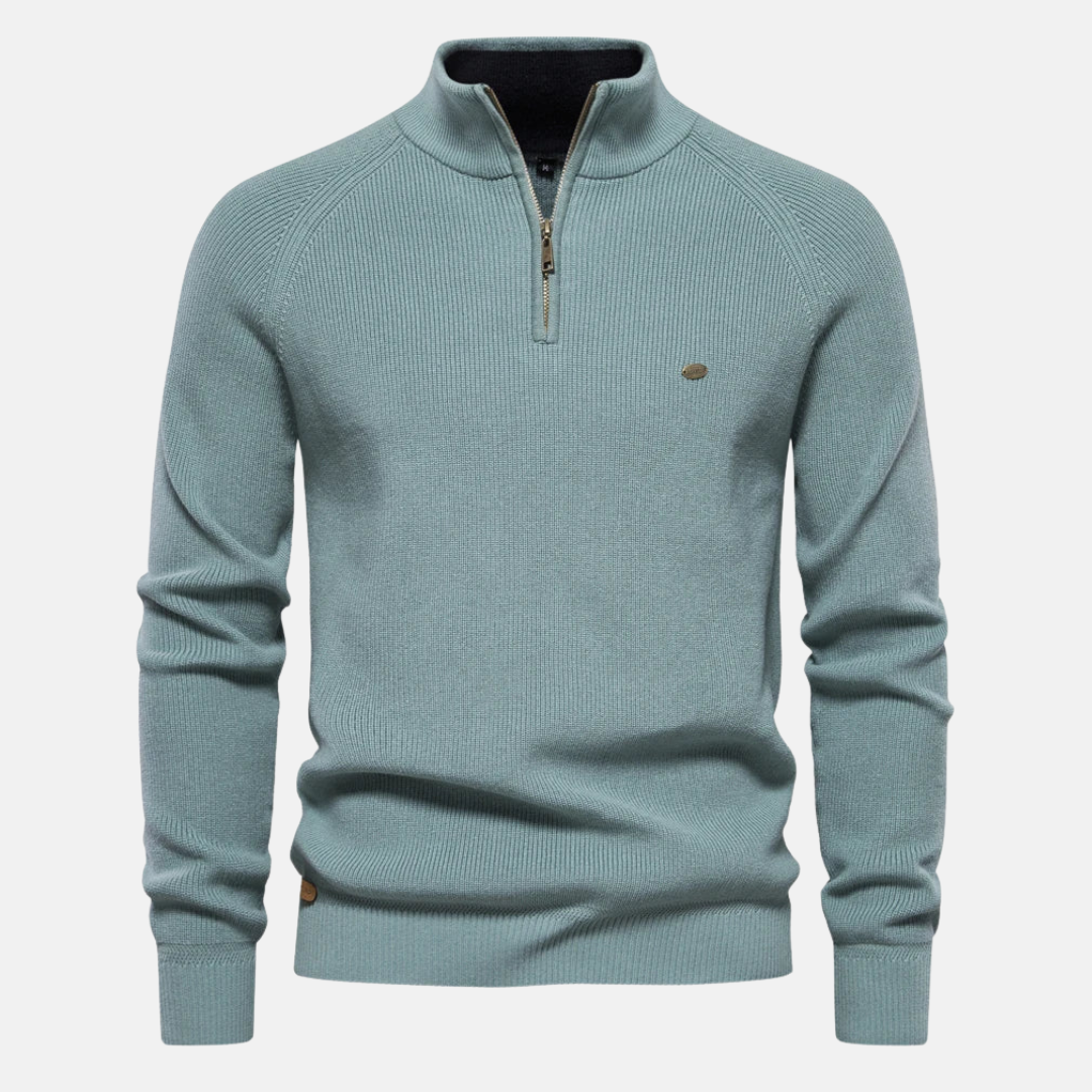 Elric – Heren Half-Zip Sweater Met Ribgebreide Mouwen en Opstaande Kraag