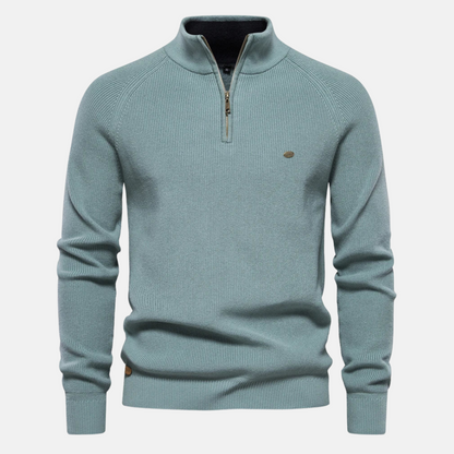 Elric – Heren Half-Zip Sweater Met Ribgebreide Mouwen en Opstaande Kraag