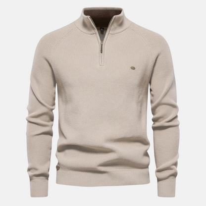 Elric – Heren Half-Zip Sweater Met Ribgebreide Mouwen en Opstaande Kraag