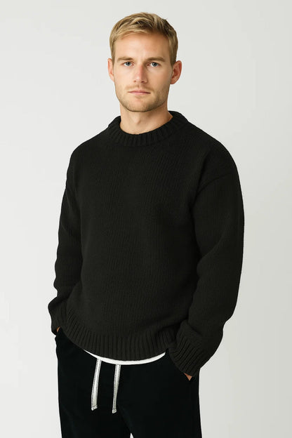 Heren Trui Ronde Hals – Warme Casual Trui Heren Grove Structuur Relaxed Fit