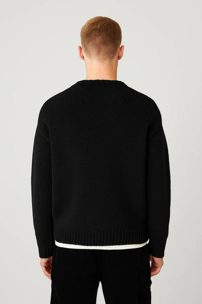 Heren Trui Ronde Hals – Warme Casual Trui Heren Grove Structuur Relaxed Fit