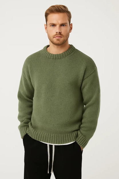 Heren Trui Ronde Hals – Warme Casual Trui Heren Grove Structuur Relaxed Fit