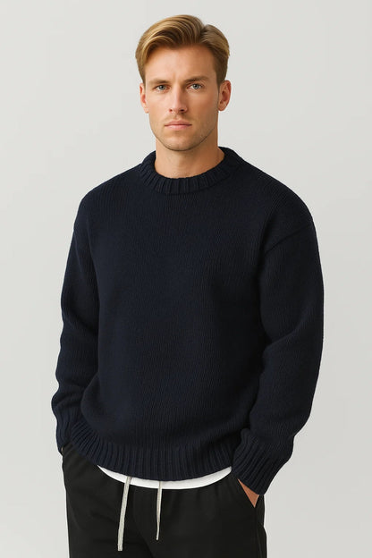 Heren Trui Ronde Hals – Warme Casual Trui Heren Grove Structuur Relaxed Fit