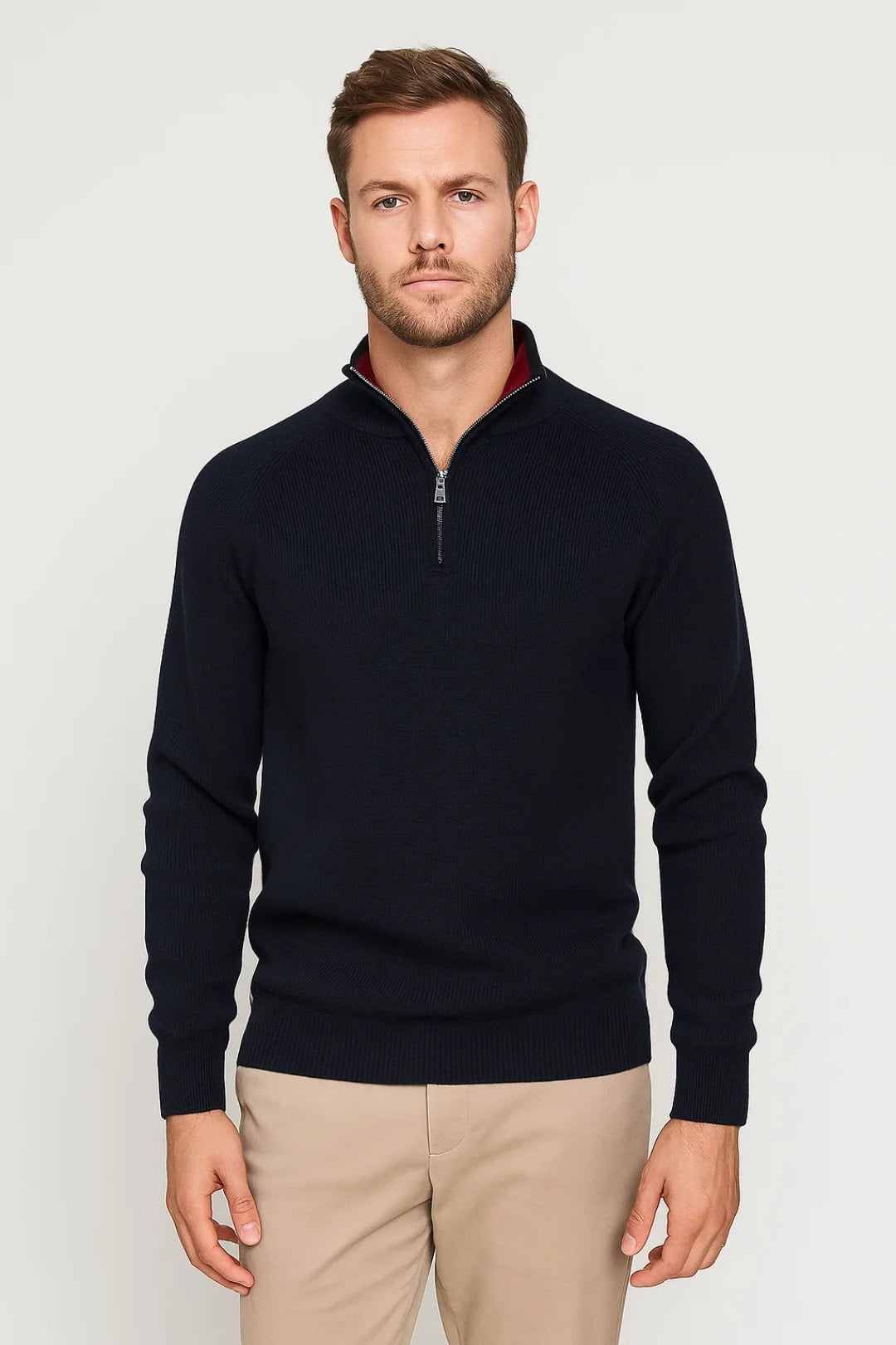 Heren Half-Zip Trui – Klassieke Herentrui Met Opstaande Kraag Casual & Zakelijk