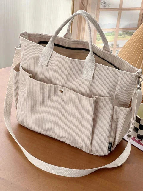 Dames Schoudertas Corduroy Tas Grote Shopper Casual Handtas