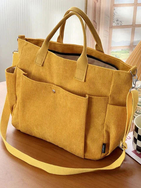Dames Schoudertas Corduroy Tas Grote Shopper Casual Handtas