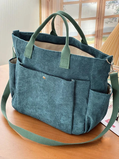Dames Schoudertas Corduroy Tas Grote Shopper Casual Handtas