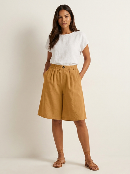 Linnen Look Bermudashort - Luchtig en Comfortabel