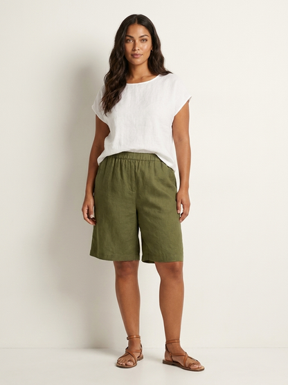 Linnen Look Bermudashort - Luchtig en Comfortabel