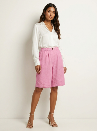 Linnen Look Bermudashort - Luchtig en Comfortabel