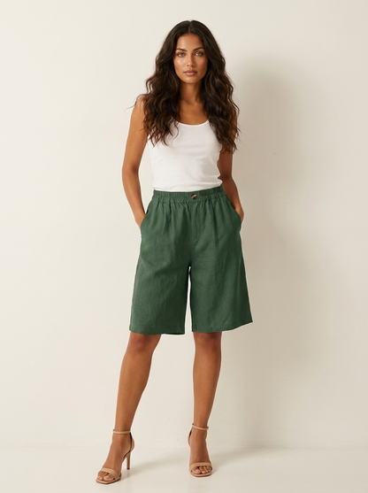 Linnen Look Bermudashort - Luchtig en Comfortabel