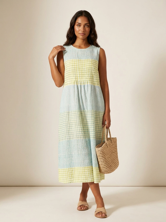 Mouwloze Midi Jurk - Luchtige Zomerse Print