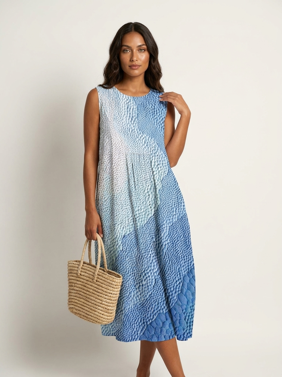 Mouwloze Midi Jurk - Luchtige Zomerse Print