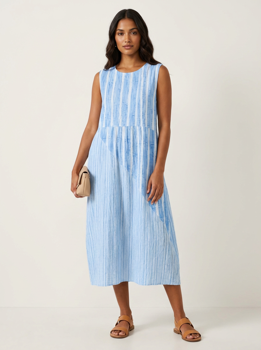 Mouwloze Midi Jurk - Luchtige Zomerse Print
